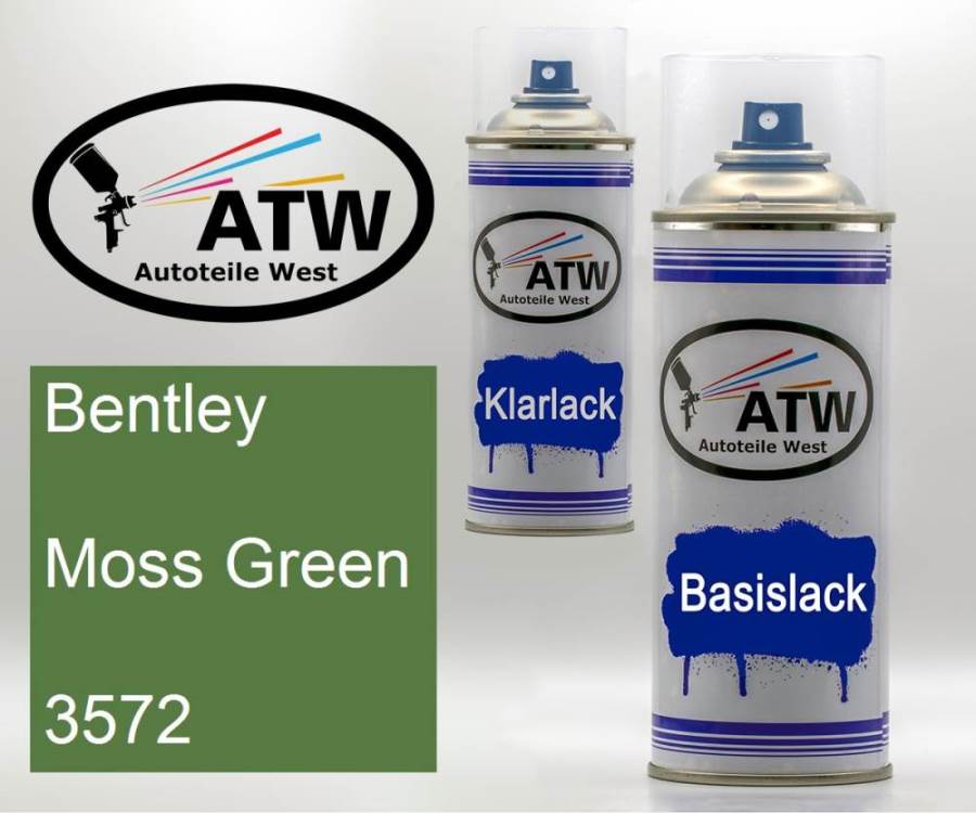 Bentley, Moss Green, 3572: 400ml Sprühdose + 400ml Klarlack - Set, von ATW Autoteile West.